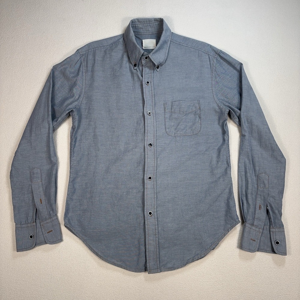 Band Of Outsiders Chambray Shirt Mens M Blue Gray 100% Cotton Pocket Made in USA